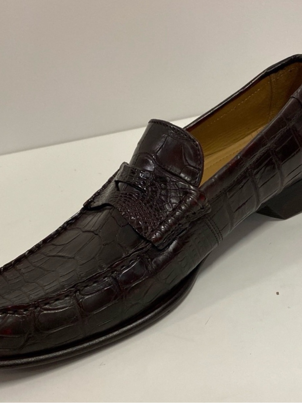 Caporicci 9961 Gold genuine alligator Leather Slip-On Loafers made 100% in Italy - Picture 5 of 12